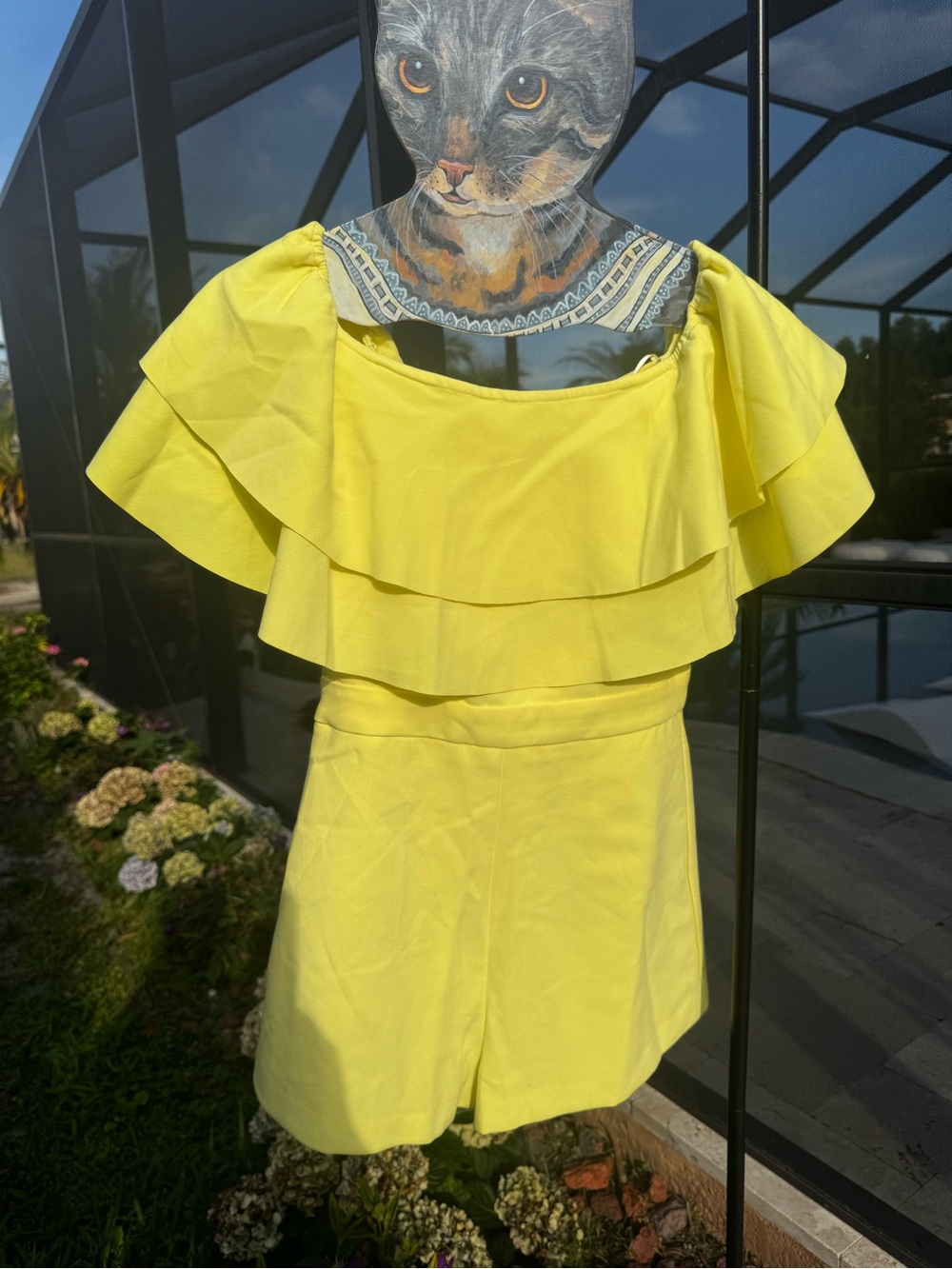 NWOT Bright Yellow Ruffle Romper